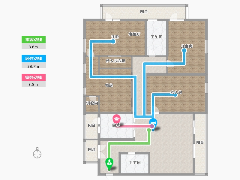 北京-北京市-翠微西里-209.46-户型库-动静线