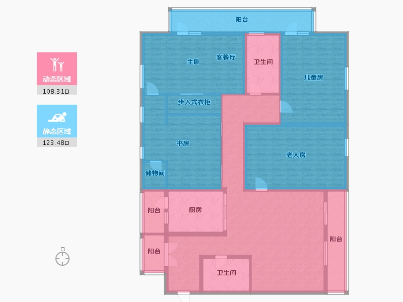 北京-北京市-翠微西里-209.46-户型库-动静分区