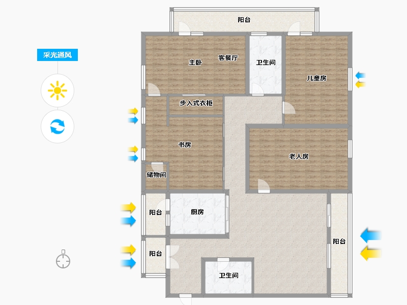 北京-北京市-翠微西里-209.46-户型库-采光通风