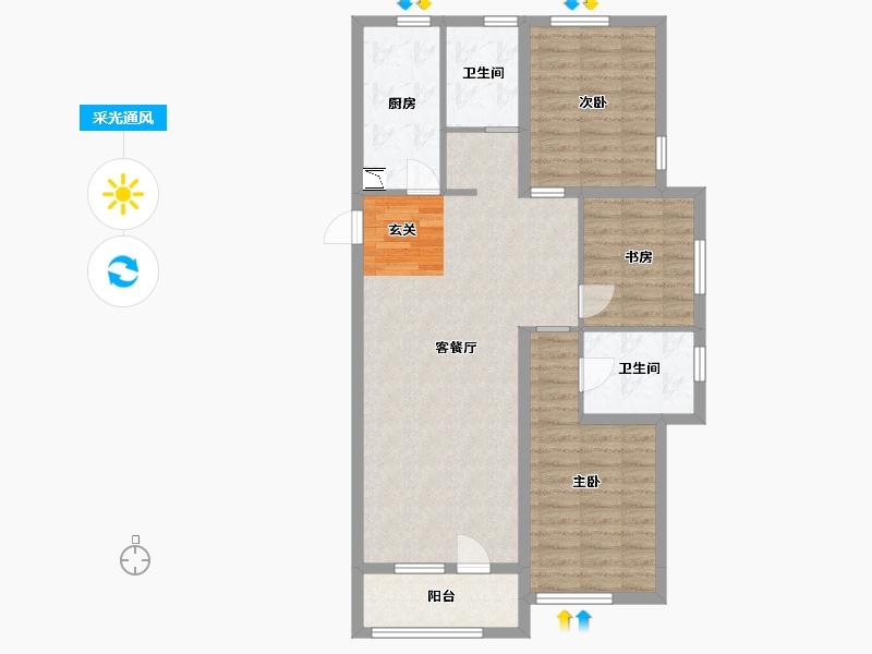 河北省-石家庄市-国仕花语-92.71-户型库-采光通风