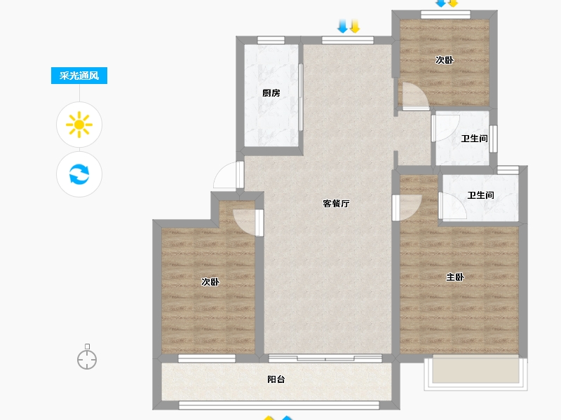 河北省-衡水市-金域华府-87.82-户型库-采光通风