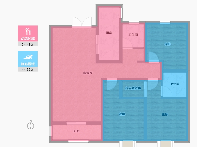 河北省-石家庄市-卓玺公馆-87.04-户型库-动静分区