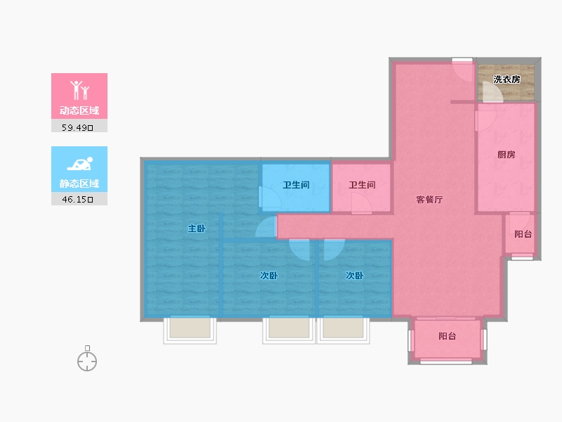 北京-北京市-芳群公寓-99.21-户型库-动静分区