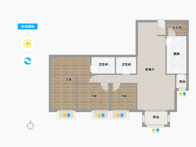 北京-北京市-芳群公寓-99.21-户型库-采光通风