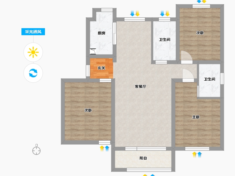 河北省-石家庄市-万德华府-84.71-户型库-采光通风