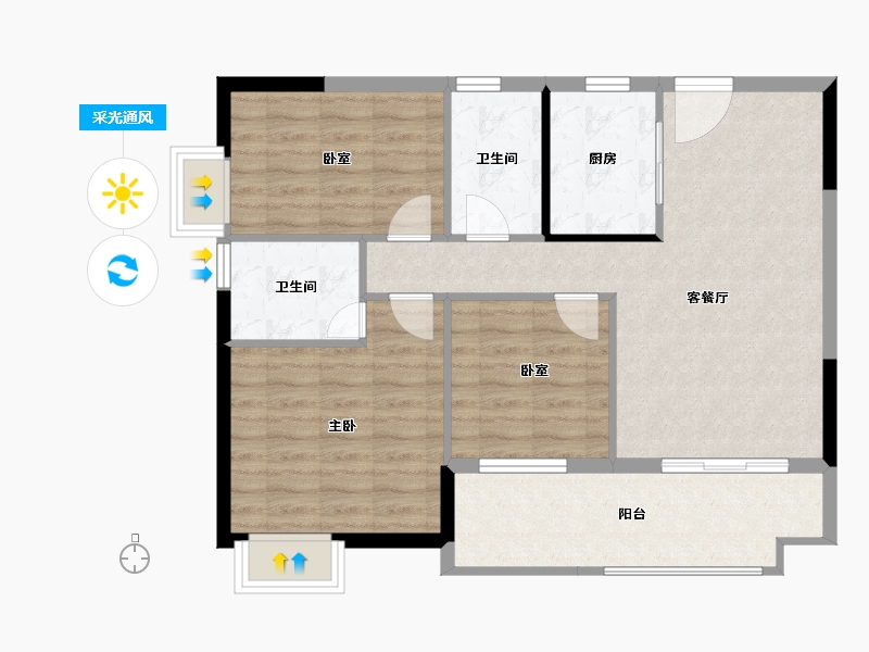 广西壮族自治区-北海市-东投・银滩海�h台-85.38-户型库-采光通风