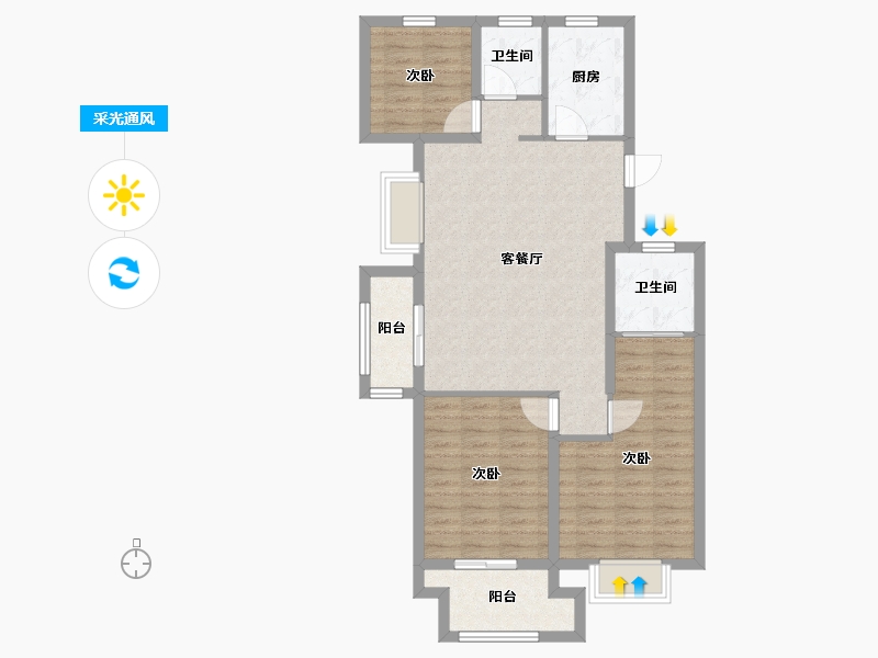 浙江省-嘉兴市-新西塘孔雀城-89.00-户型库-采光通风