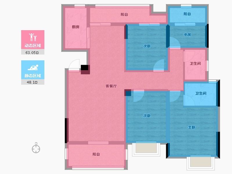 贵州省-遵义市-绥阳林达阳光城-97.42-户型库-动静分区