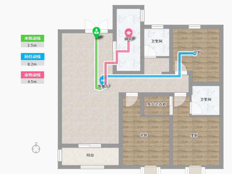 河北省-石家庄市-卓玺公馆-87.04-户型库-动静线