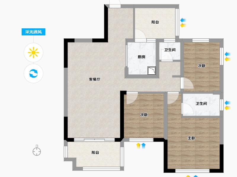 四川省-眉山市-中城国际社区-89.06-户型库-采光通风