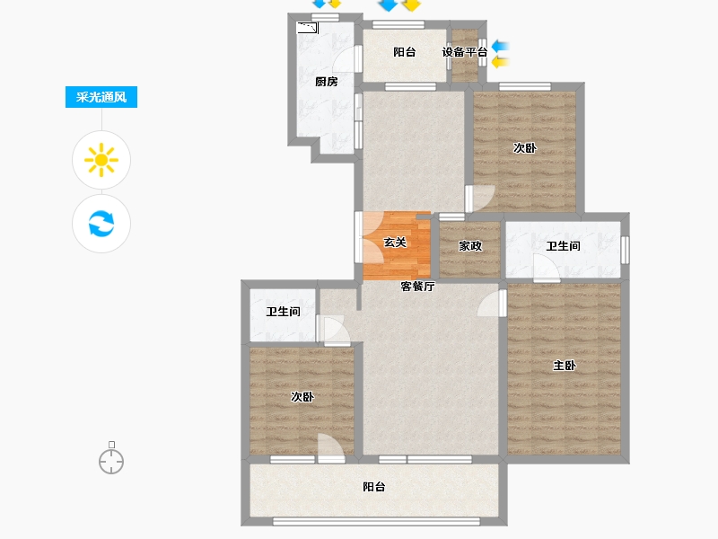 河北省-石家庄市-万科翡翠书院-109.24-户型库-采光通风