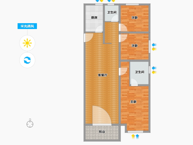 河南省-郑州市-鑫苑金水观城-99.81-户型库-采光通风