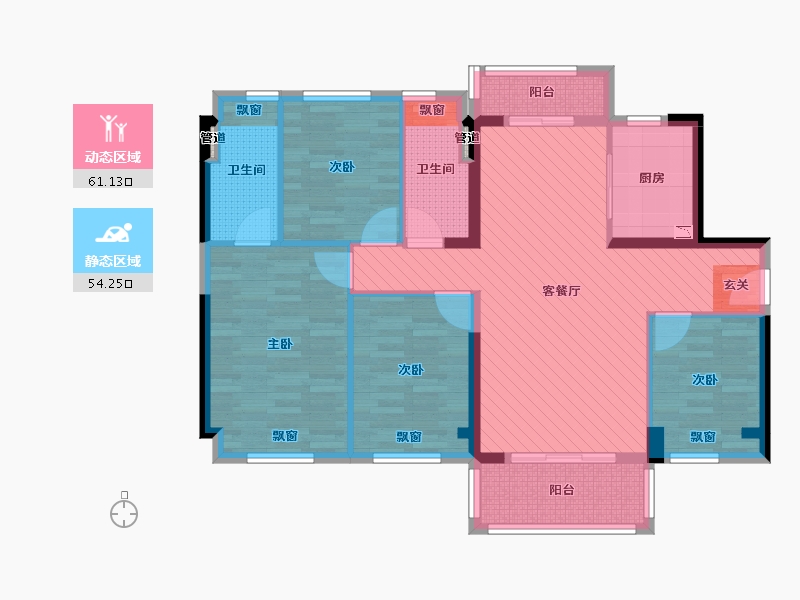 广东省-云浮市-新兴碧桂园雅居乐-102.23-户型库-动静分区