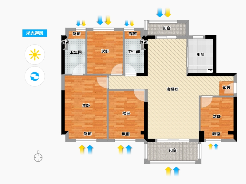 广东省-云浮市-新兴碧桂园雅居乐-102.23-户型库-采光通风