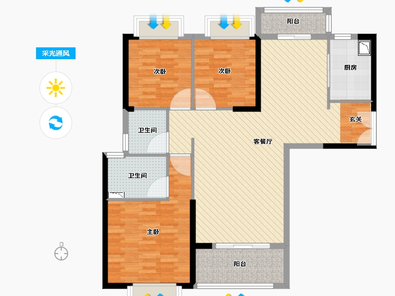 江西省-九江市-联泰万泰城-101.59-户型库-采光通风