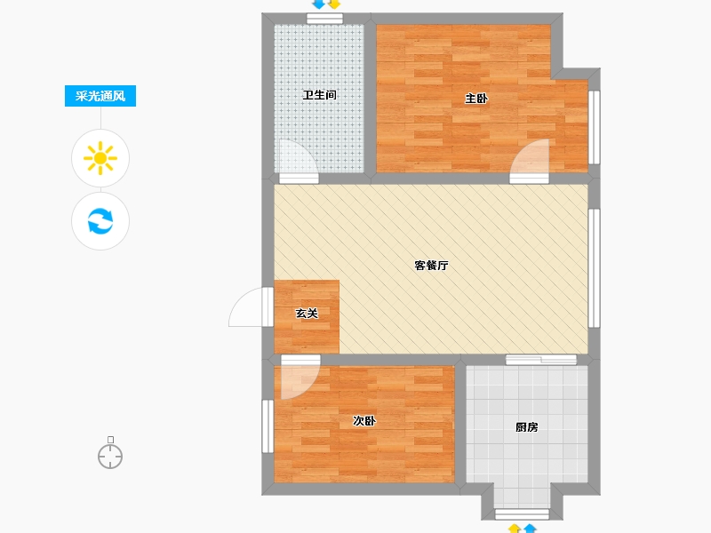 内蒙古自治区-鄂尔多斯市-盈馨佳苑-63.13-户型库-采光通风