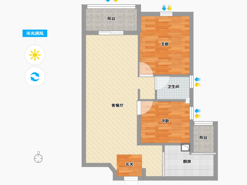 湖北省-武汉市-新长江滨江花园-64.12-户型库-采光通风