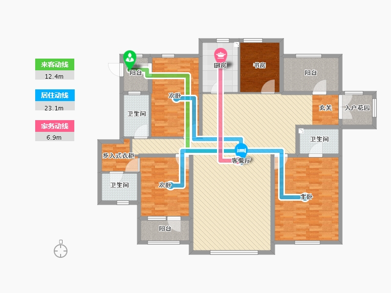 河北省-唐山市-水岸华庭-155.93-户型库-动静线