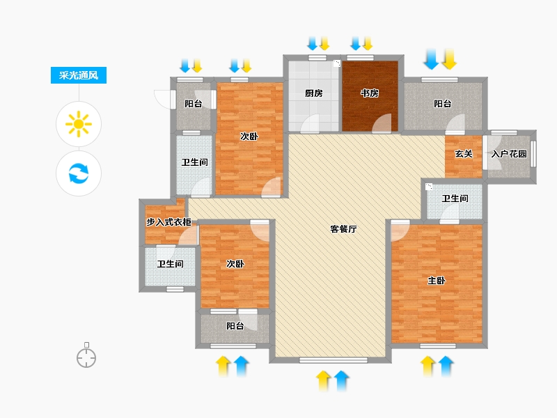 河北省-唐山市-水岸华庭-155.93-户型库-采光通风