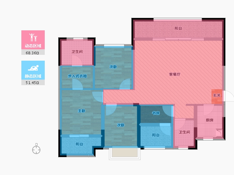 湖南省-长沙市-阳光城尚东湾-104.19-户型库-动静分区