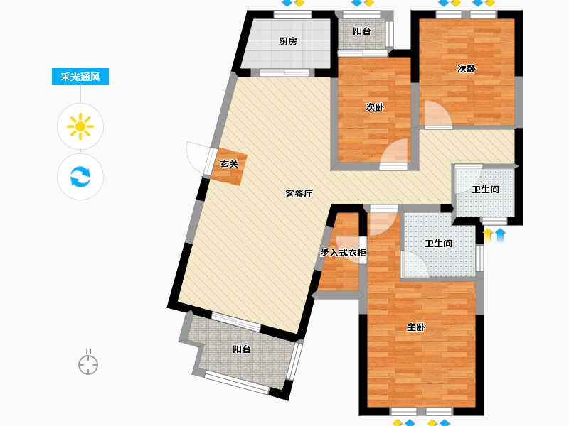 安徽省-阜阳市-水岸明珠新都-87.00-户型库-采光通风