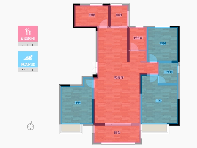 河南省-郑州市-居易西郡原著-103.85-户型库-动静分区