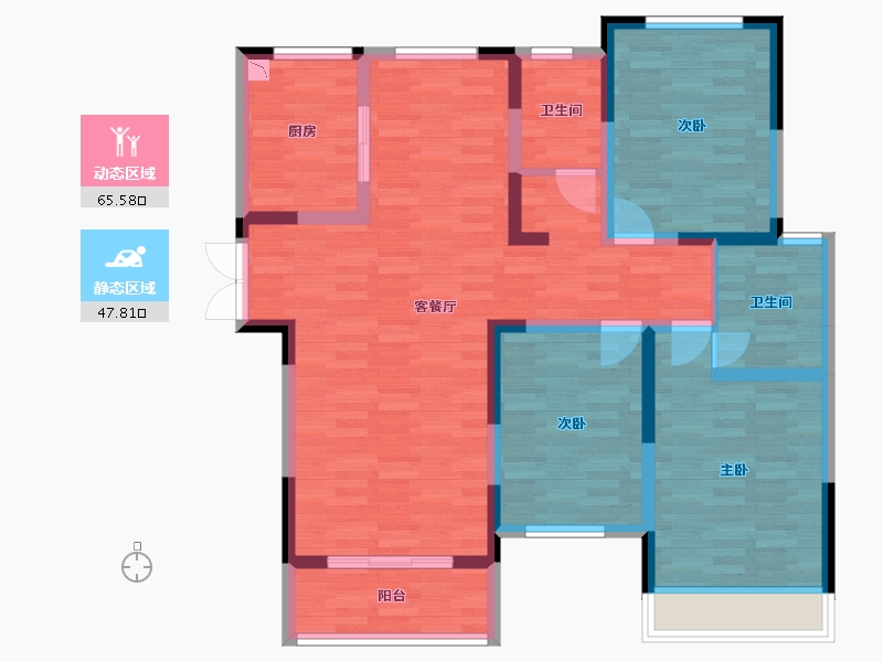 河南省-焦作市-金山东方花园-100.85-户型库-动静分区