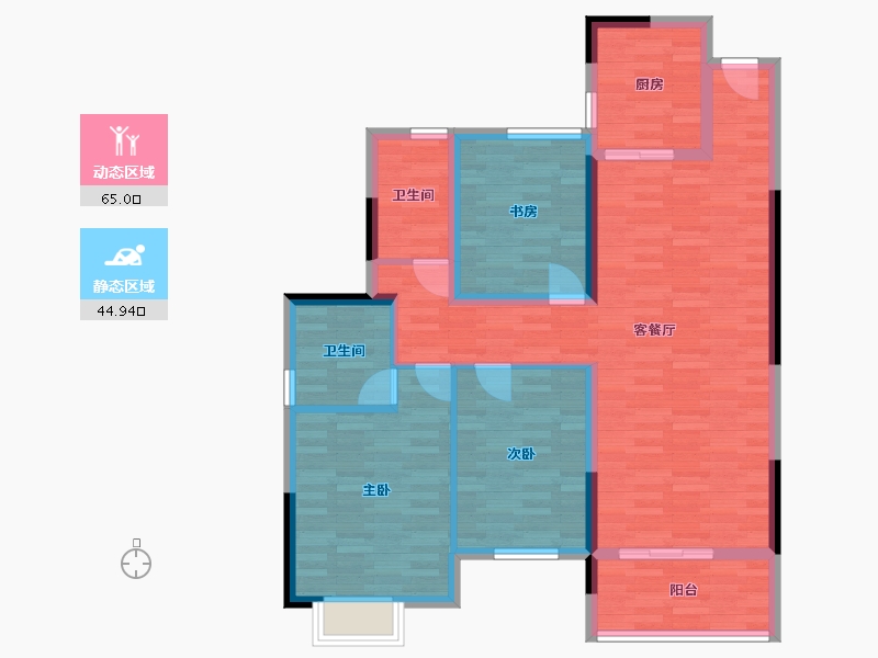 湖北省-荆州市-盛世名苑-98.55-户型库-动静分区