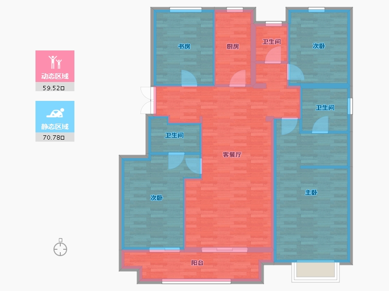 陕西省-西安市-大明宫院子-117.50-户型库-动静分区