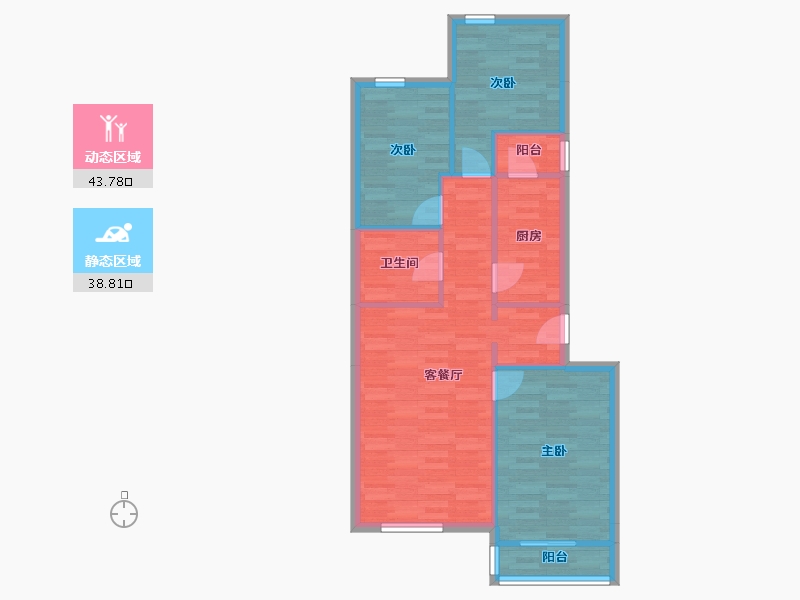 北京-北京市-龙禧苑一区-74.60-户型库-动静分区