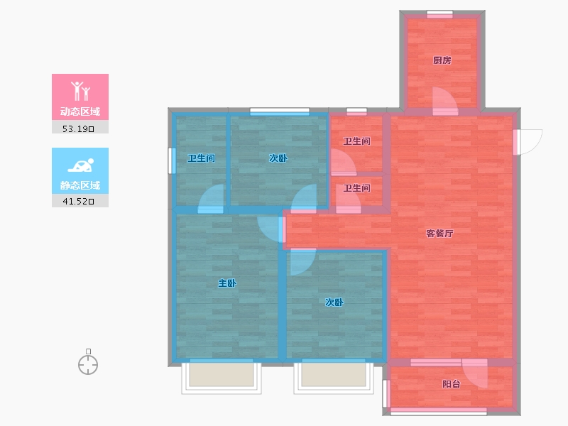 河北省-石家庄市-绿地新里城-84.09-户型库-动静分区