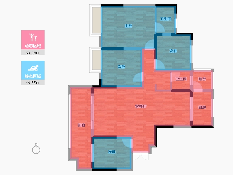 重庆-重庆市-中建湖山印象-100.30-户型库-动静分区