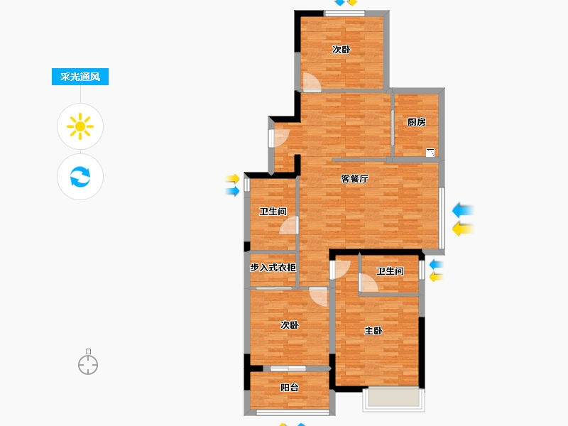 江苏省-盐城市-新天地望府-100.06-户型库-采光通风