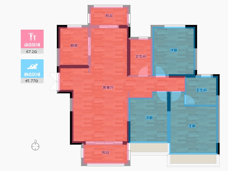 河南省-平顶山市-建业・桂园-101.00-户型库-动静分区