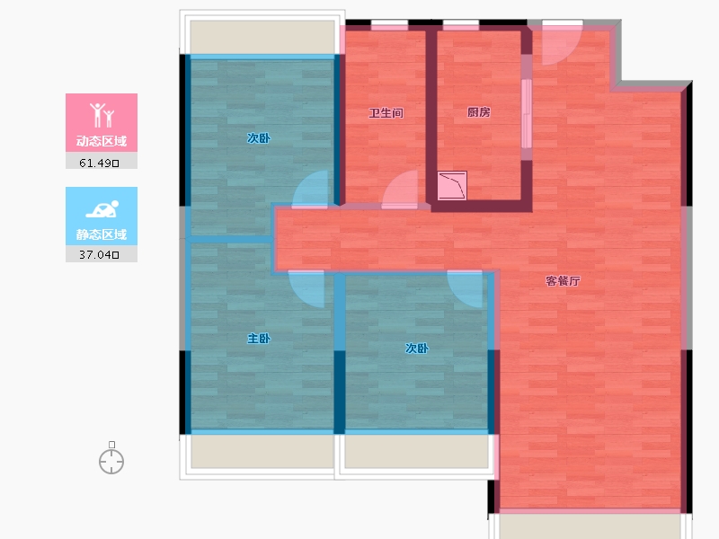 内蒙古自治区-呼和浩特市-金地江山风华-88.01-户型库-动静分区