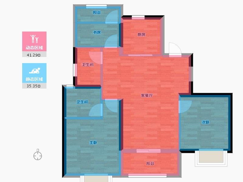 浙江省-台州市-温岭碧桂园-68.00-户型库-动静分区