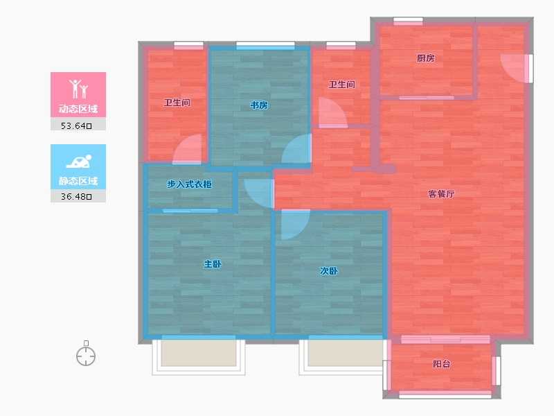 江苏省-南京市-华侨城翡翠天域-80.99-户型库-动静分区