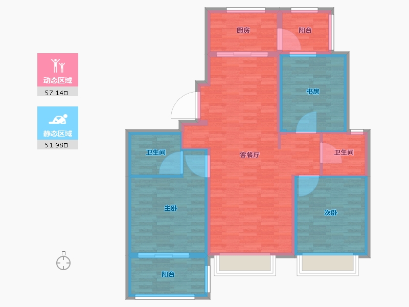 上海-上海市-海上湾闻涧-98.40-户型库-动静分区