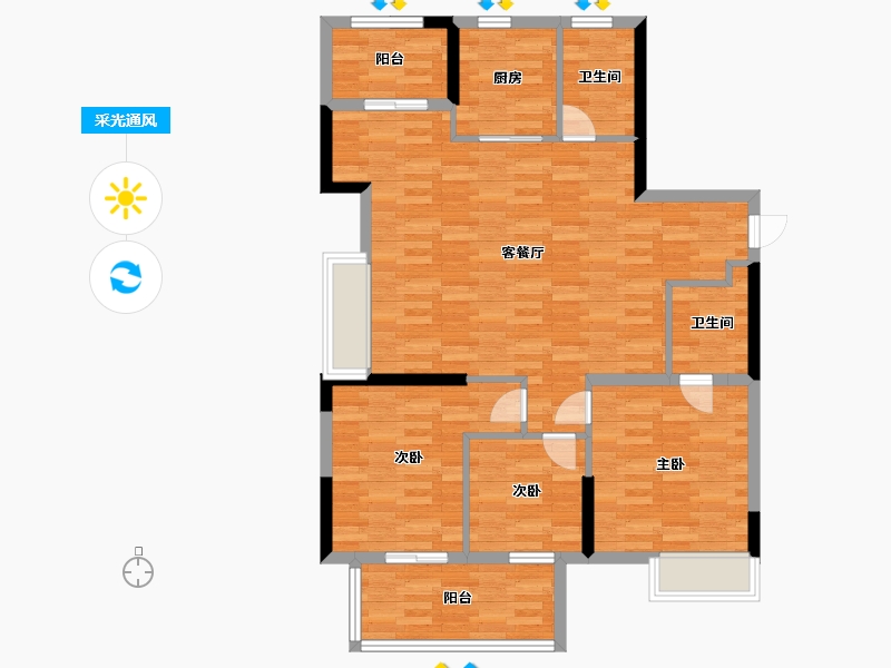 福建省-福州市-钱隆双玺-97.00-户型库-采光通风