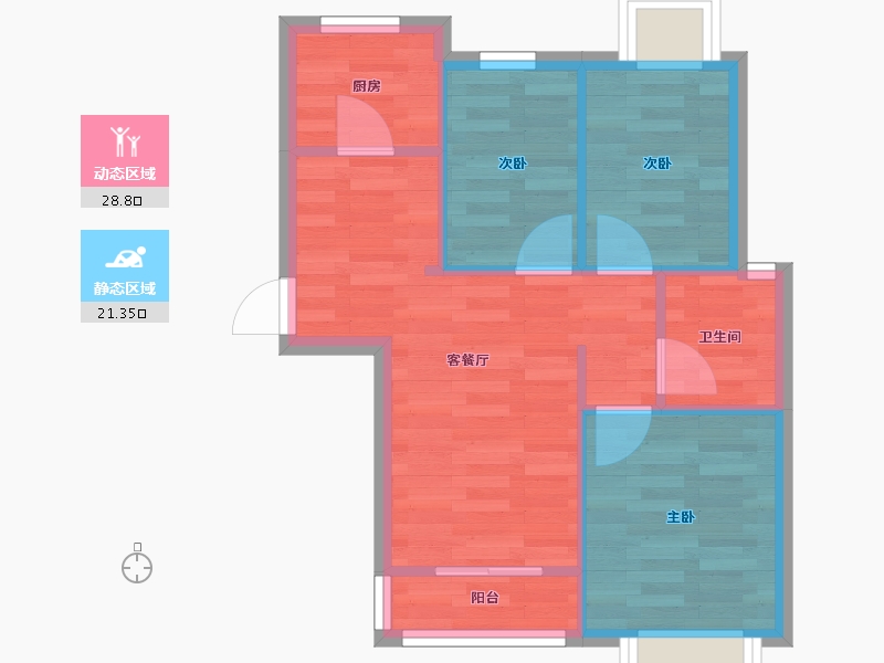 江苏省-宿迁市-帝景豪苑-44.60-户型库-动静分区