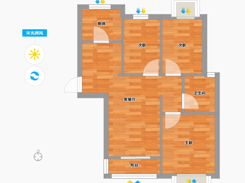 江苏省-宿迁市-帝景豪苑-44.60-户型库-采光通风