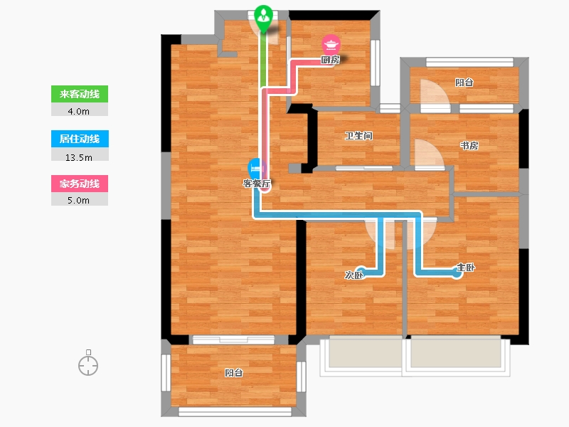 湖南省-长沙市-南益名士豪庭-71.13-户型库-动静线