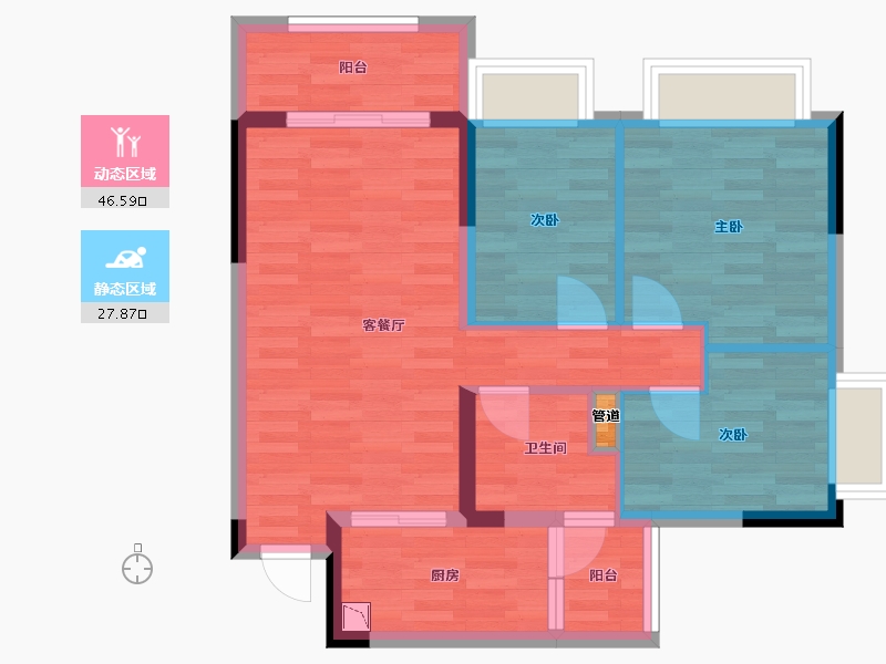 重庆-重庆市-恒大御澜庭-66.14-户型库-动静分区