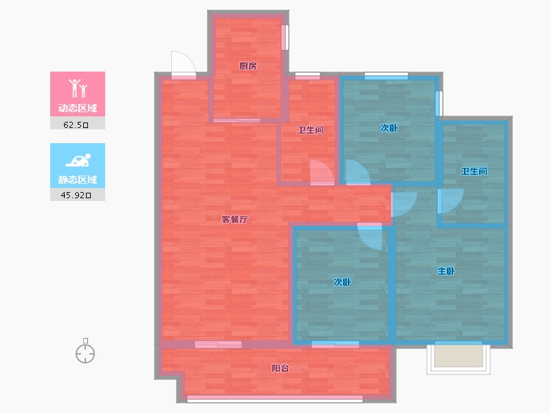 安徽省-芜湖市-津悦学苑-96.99-户型库-动静分区