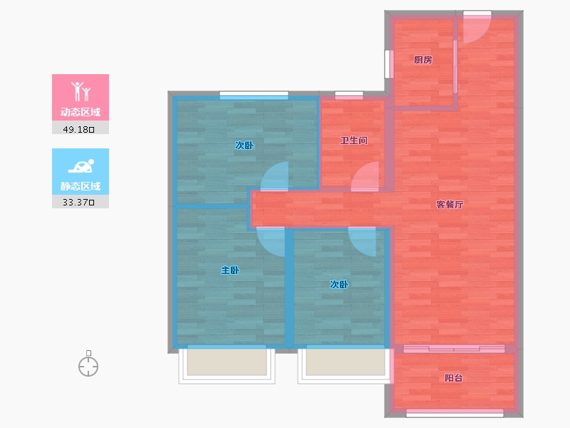 山西省-太原市-碧桂园桃源里-74.04-户型库-动静分区