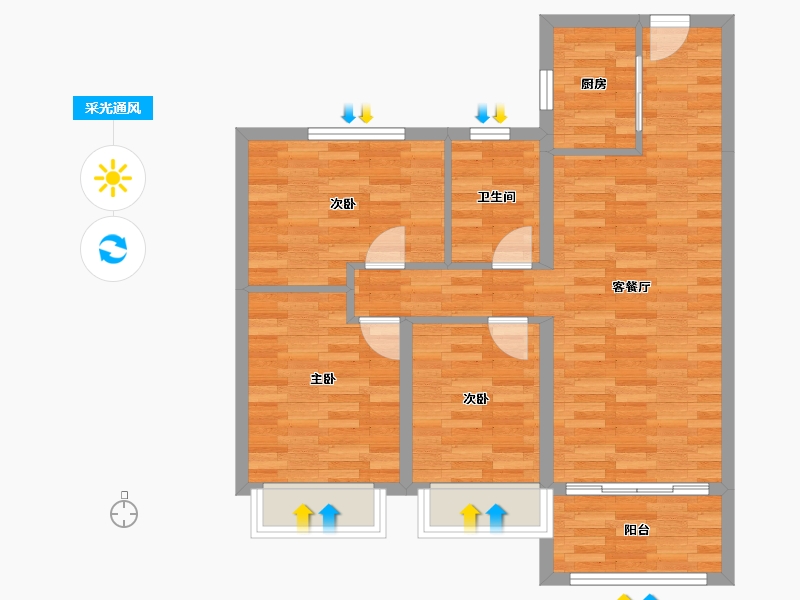 山西省-太原市-碧桂园桃源里-74.04-户型库-采光通风