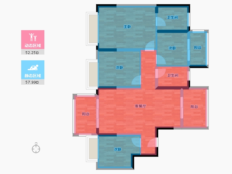 江苏省-南通市-雍景园-98.23-户型库-动静分区