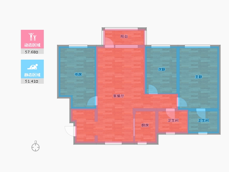 辽宁省-沈阳市-雅居乐花园-96.87-户型库-动静分区