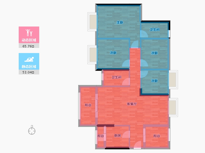 广东省-惠州市-鹏达南山壹号-105.85-户型库-动静分区