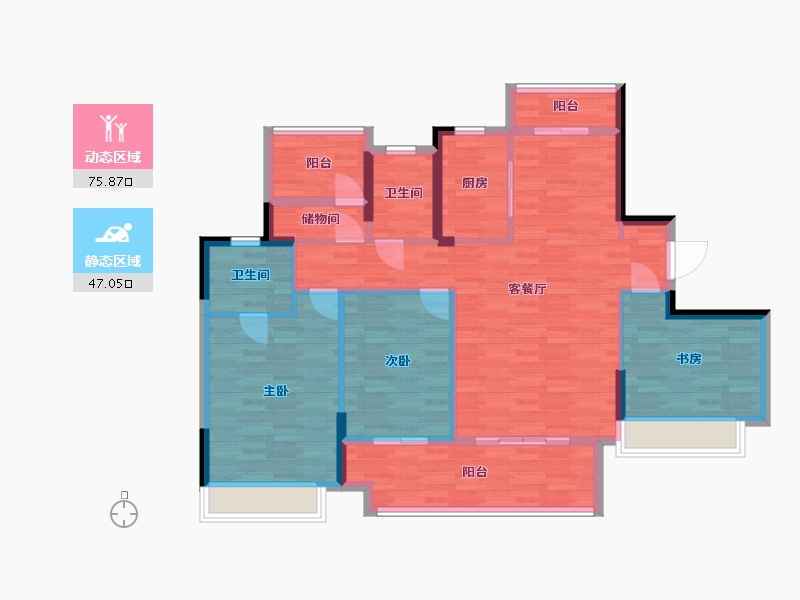 广东省-肇庆市-恒泰悦璟府-109.34-户型库-动静分区